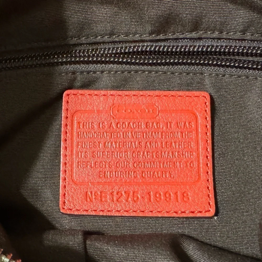 COACH Legacy Signature Stripe Shoulder Bag Purse Orange Tan Monogram Logo